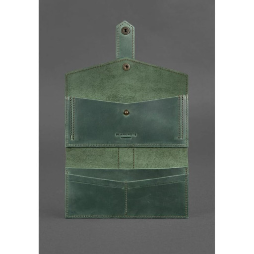 Шкіряне жіноче портмоне 3.0 зелене з коричневим