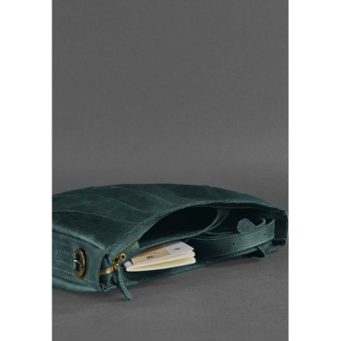 Women's leather bag Croissant green