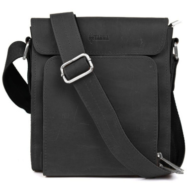 Mens leather shoulder bag RA-30272-3md TARWA black crazy horse