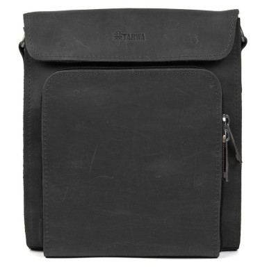 Mens leather shoulder bag RA-30272-3md TARWA black crazy horse