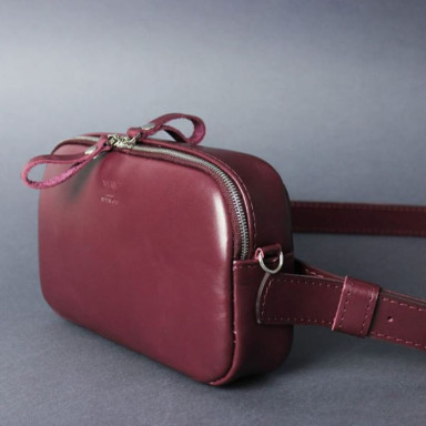 Women's leather waist/crossbody bag Holly burgundy