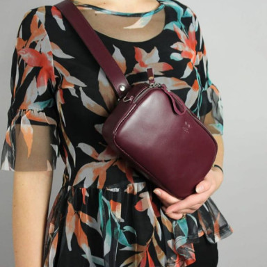 Women's leather waist/crossbody bag Holly burgundy