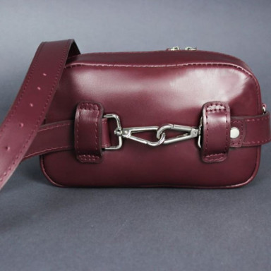 Women's leather waist/crossbody bag Holly burgundy