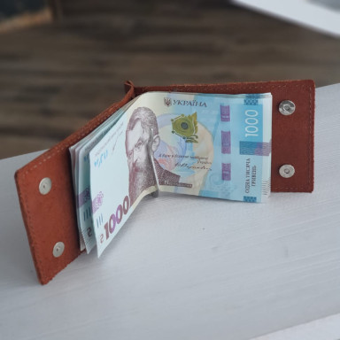 Маленький гаманець BGS з притиском для грошей шкіряний коньячний BGS3042