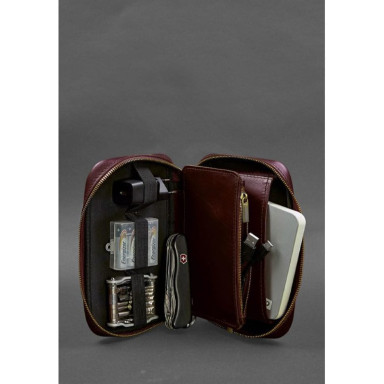 Leather cosmetic bag 7.0 burgundy crust