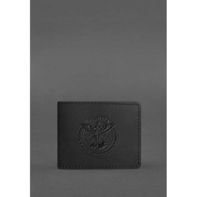 Leather cover for the identity card of the Main Directorate of Intelligence (GUR) black Crazy Horse