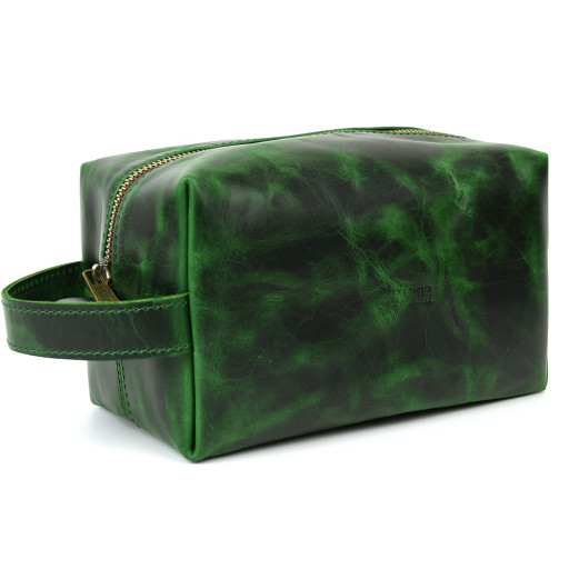 Шкіряний несесер косметичка TARWA REv-8033-4lx зелена