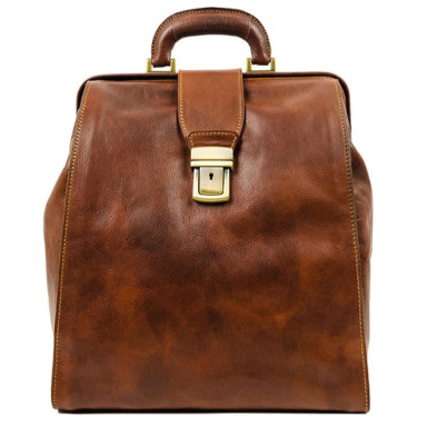 Leather Backpack - A Brief Story of Time - Cognac Brown Matte color - Time Resistance 5208801