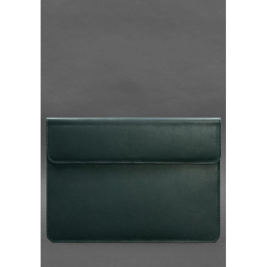 Leather laptop sleeve with magnets Universal Green
