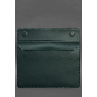 Leather laptop sleeve with magnets Universal Green