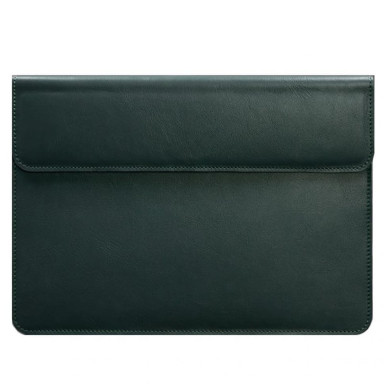 Leather laptop sleeve with magnets Universal Green
