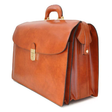 Pratesi KCO525/G - Leonardo King Briefcase in cow leather King Cognac