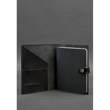 Leather folder (soft beech) for notebook and tablet 10.0 Charcoal black