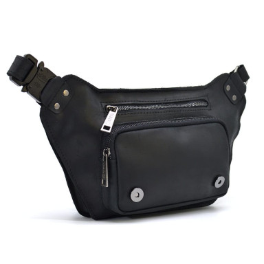Leather banana waist black matte leather RA-8128-3md TARWA