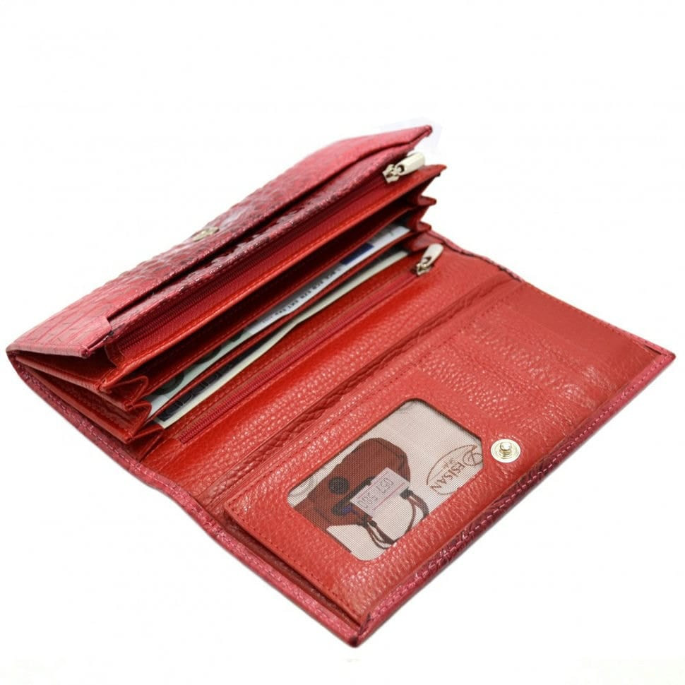 Гаманець жіночий шкіряний Desisan 057-580 червоний кроко лак