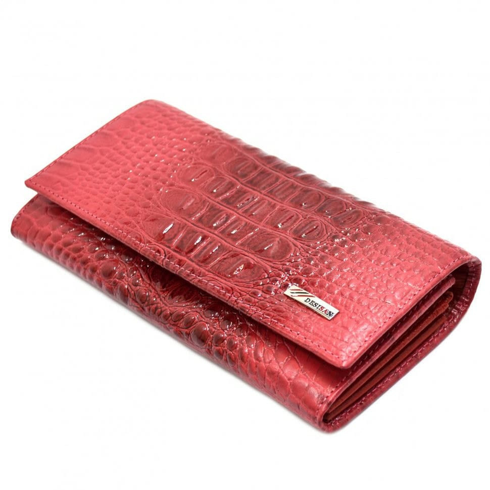 Гаманець жіночий шкіряний Desisan 057-580 червоний кроко лак