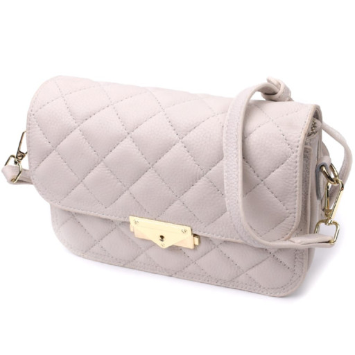 Витончена жіноча сумка з оригінальною клямкою з натуральної шкіри Vintage 22672 Біла