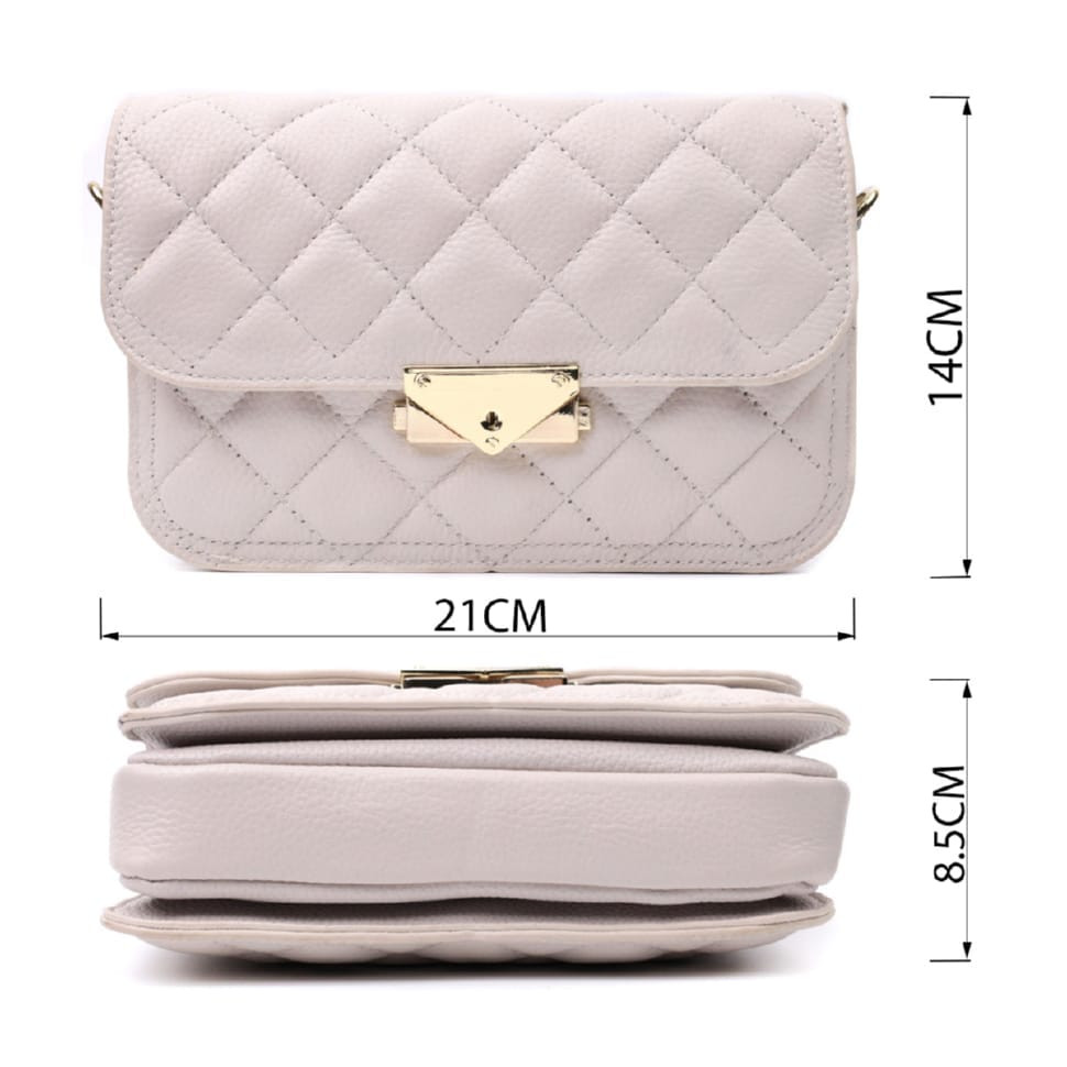 Витончена жіноча сумка з оригінальною клямкою з натуральної шкіри Vintage 22672 Біла