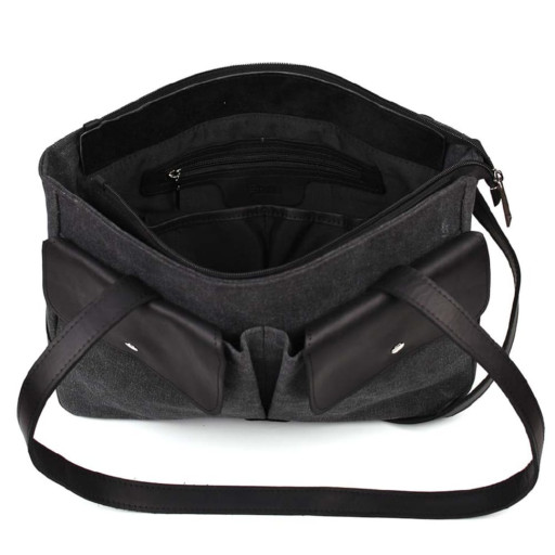 Жіноча сумка тоут з канвас та шкіри TARWA RAg-3930-3md з передніми кишенями