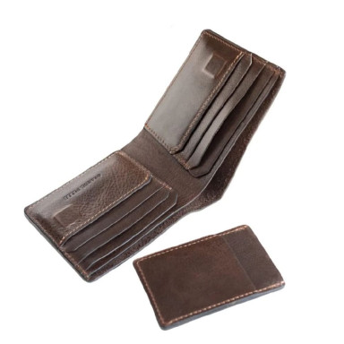 Mens leather wallet with magnet brown Grande Pelle 508420