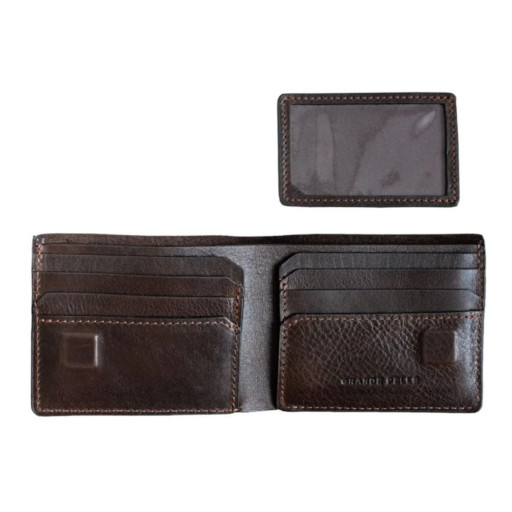 Чоловіче шкіряне портмоне на магніті коричневе Grande Pelle 508420
