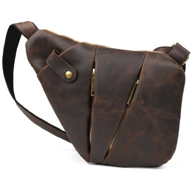 Mens sling bag over the shoulder mix of canvas and leather TARWA RCC-6402-3md