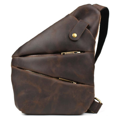 Mens sling bag over the shoulder mix of canvas and leather TARWA RCC-6402-3md