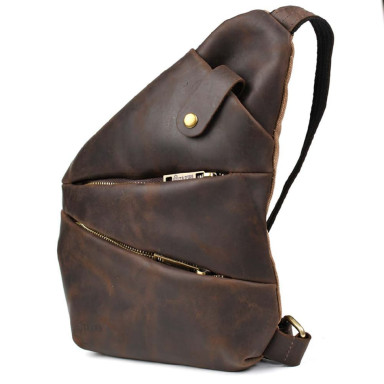 Mens sling bag over the shoulder mix of canvas and leather TARWA RCC-6402-3md