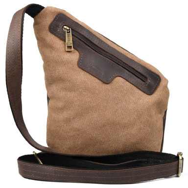 Mens sling bag over the shoulder mix of canvas and leather TARWA RCC-6402-3md
