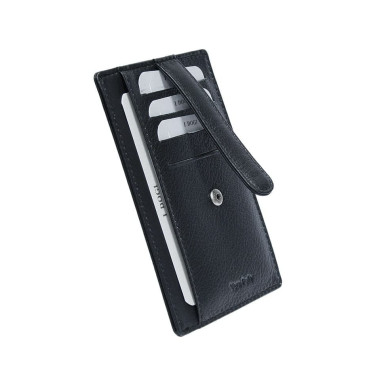 Leather credit card holder Cortina 5001 nero black