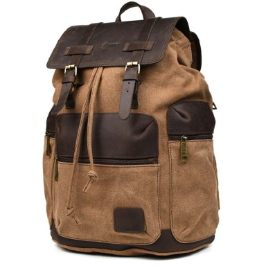 Canvas backpack-bag TARWA RCc-0010-4lx with crazy horse leather