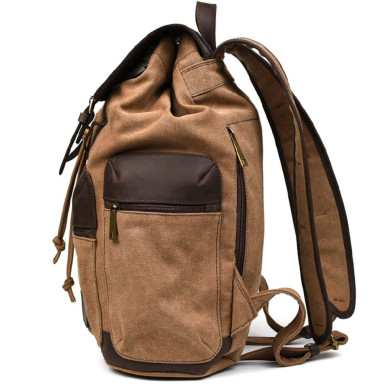 Canvas backpack-bag TARWA RCc-0010-4lx with crazy horse leather
