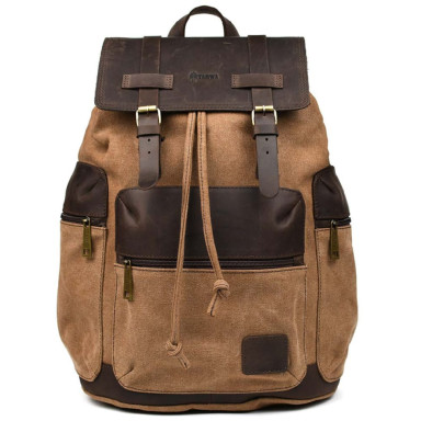 Canvas backpack-bag TARWA RCc-0010-4lx with crazy horse leather