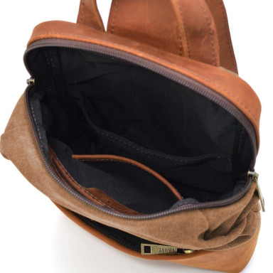 Shoulder sling, chest bag made of leather and canvas TARWA RBc-1905-3md
