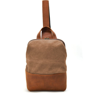 Shoulder sling, chest bag made of leather and canvas TARWA RBc-1905-3md
