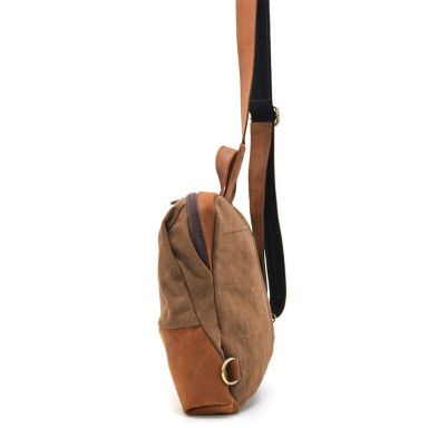Shoulder sling, chest bag made of leather and canvas TARWA RBc-1905-3md