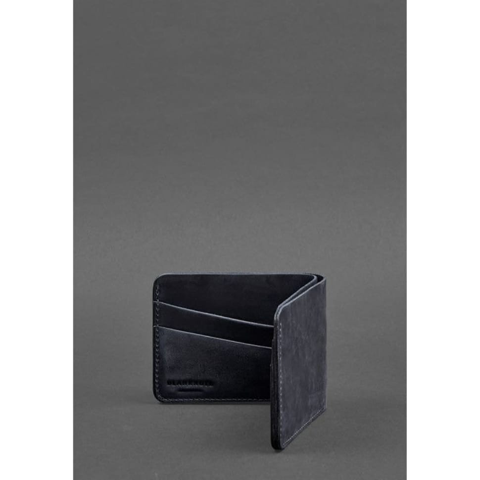 Чоловічий шкіряний портмоне 4.1 (4 кишені) синій Crazy Horse