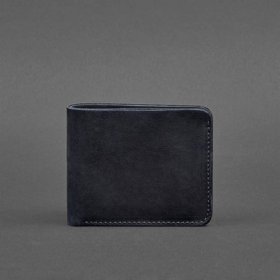 Чоловічий шкіряний портмоне 4.1 (4 кишені) синій Crazy Horse