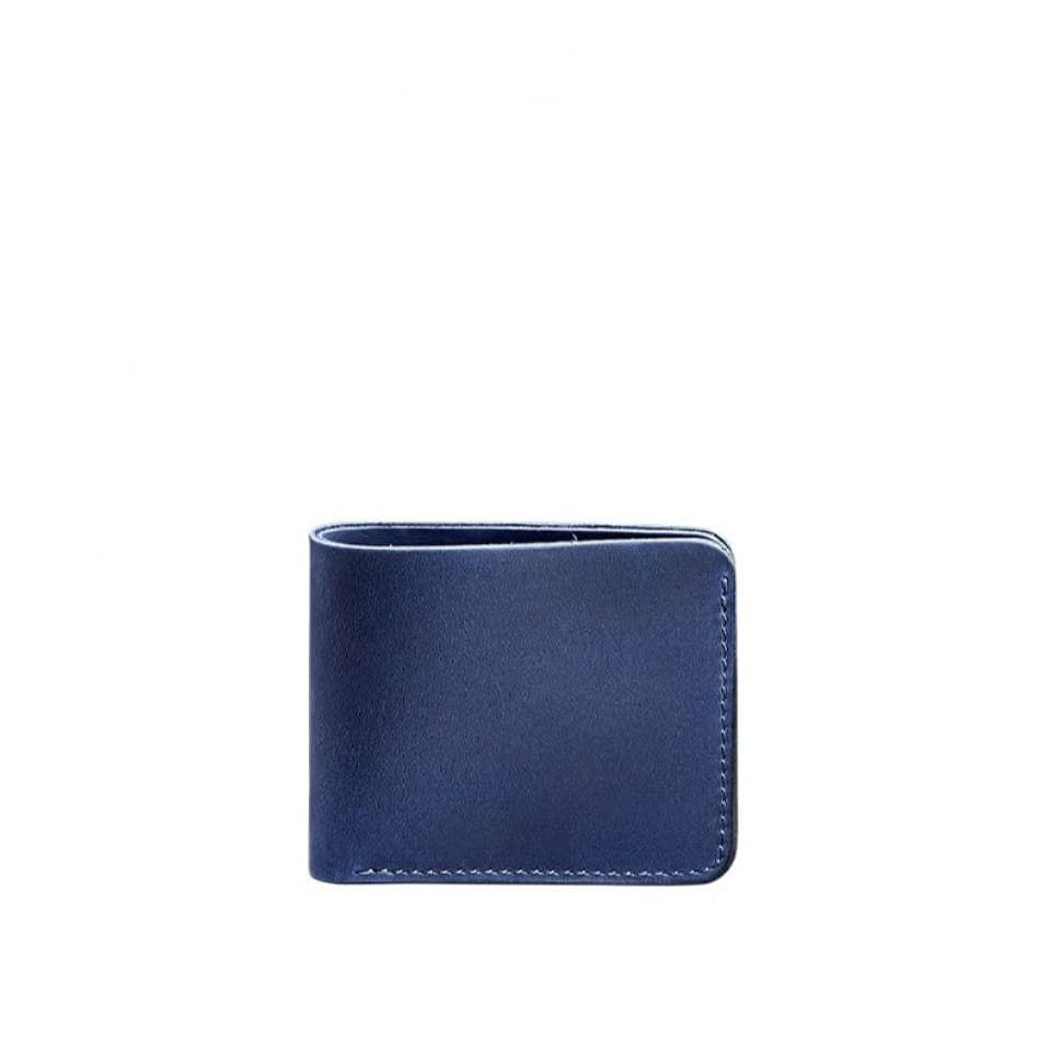 Чоловічий шкіряний портмоне 4.1 (4 кишені) синій Crazy Horse