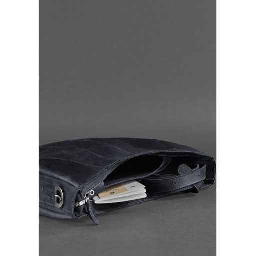 Шкіряна сумка Круасан синя