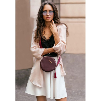 Marsala Tablet Round Leather Handbag