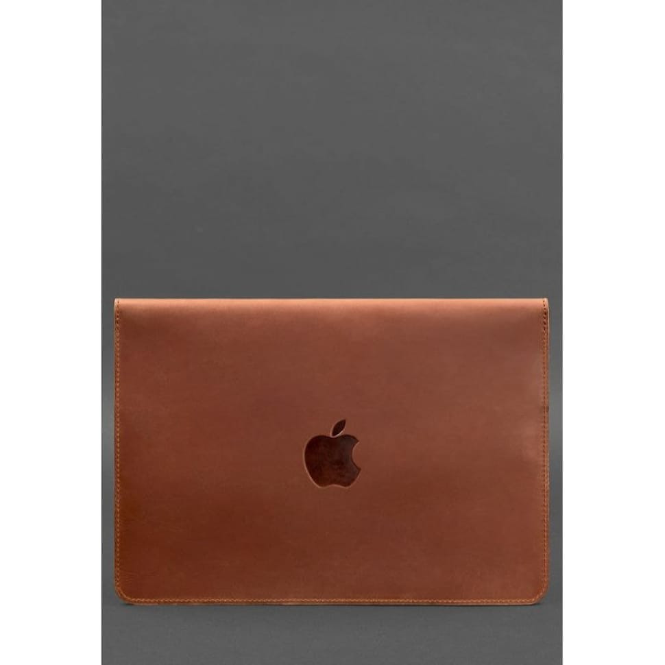 Шкіряний чохол-конверт на магнітах для MacBook 16 дюйм Світло-коричневий Crazy Horse