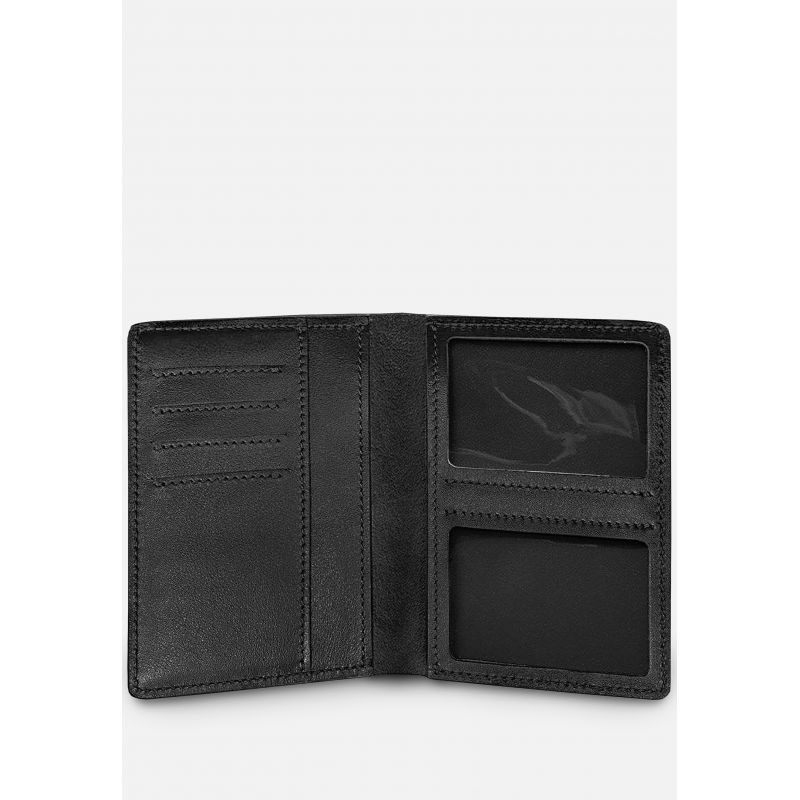 Шкіряна обкладинка-органайзер для документів 1.0 Wings Чорна