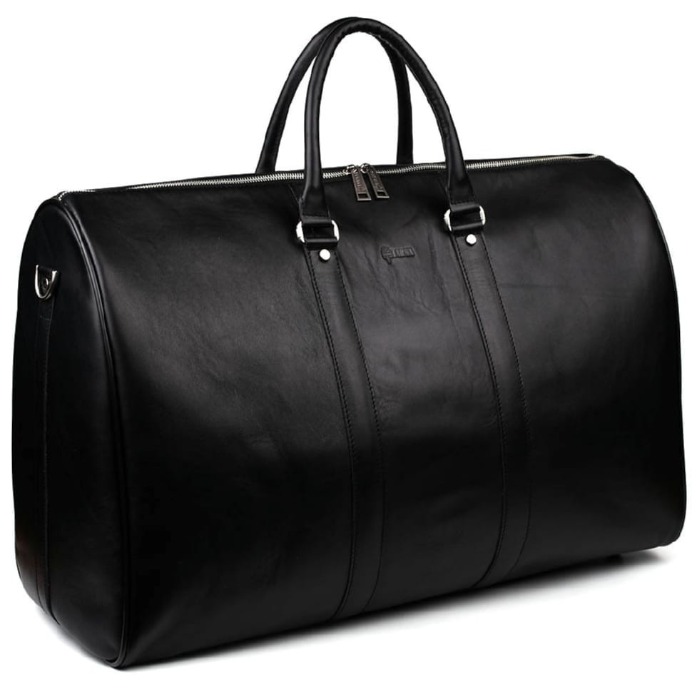 Large leather travel bag 61cm TARWA GA-9551-4lx black Nappa