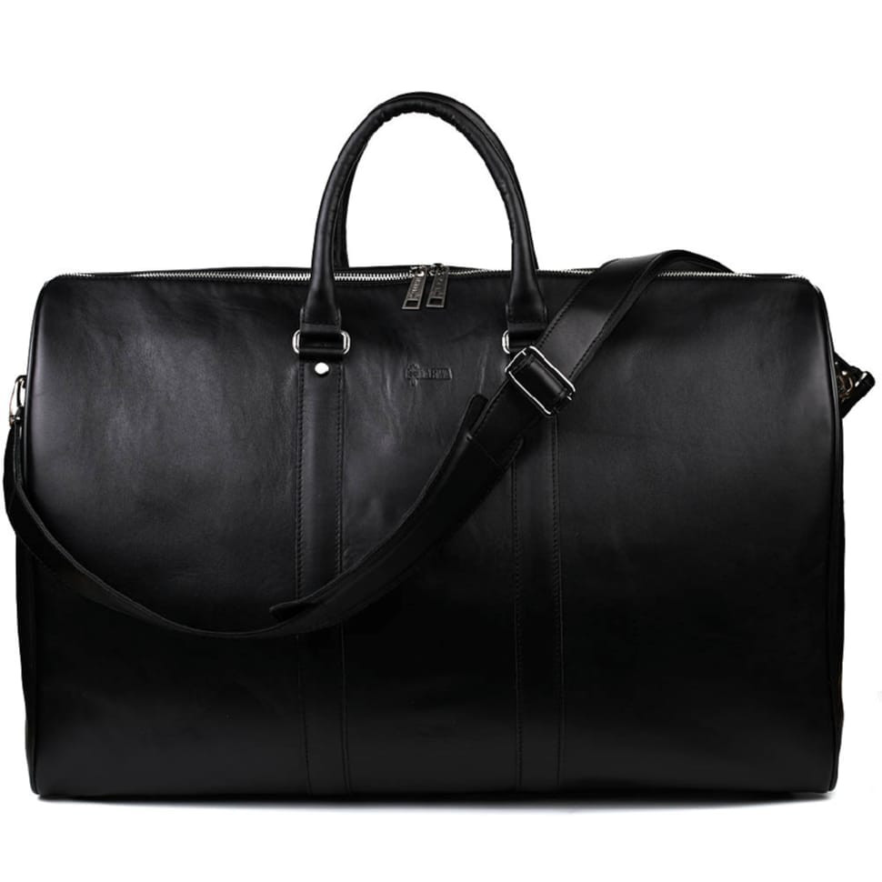 Large leather travel bag 61cm TARWA GA-9551-4lx black Nappa