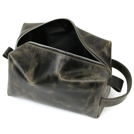 Шкіряний несесер косметичка TARWA RJv-8033-4lx сіра