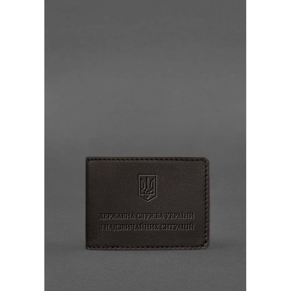Leather cover for the certificate of the State Service of Ukraine for Emergency Situations dark brown