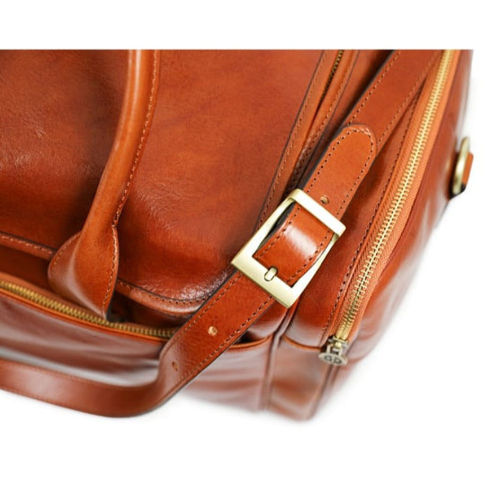 Велика італійська шкіряна сумка The Hitchhikers Guide to the Galaxy - коньячна Time Resistance