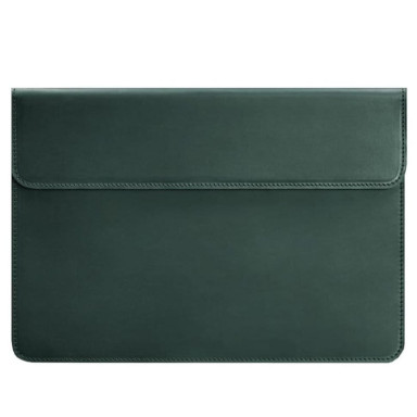 Magnetic Leather Envelope for Laptop Unisex Green Crazy Horse