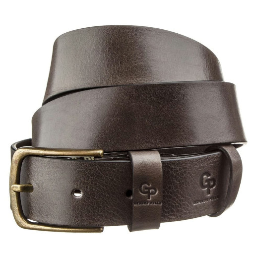 Ремінь чоловічий із закругленою пряжкою Grande Pelle 11272 Капучино